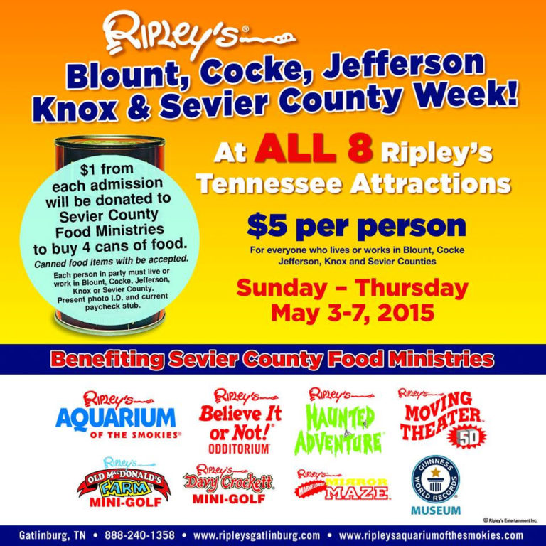 Local Appreciation Days all 8 Ripley's Attractions Hometown Sevier
