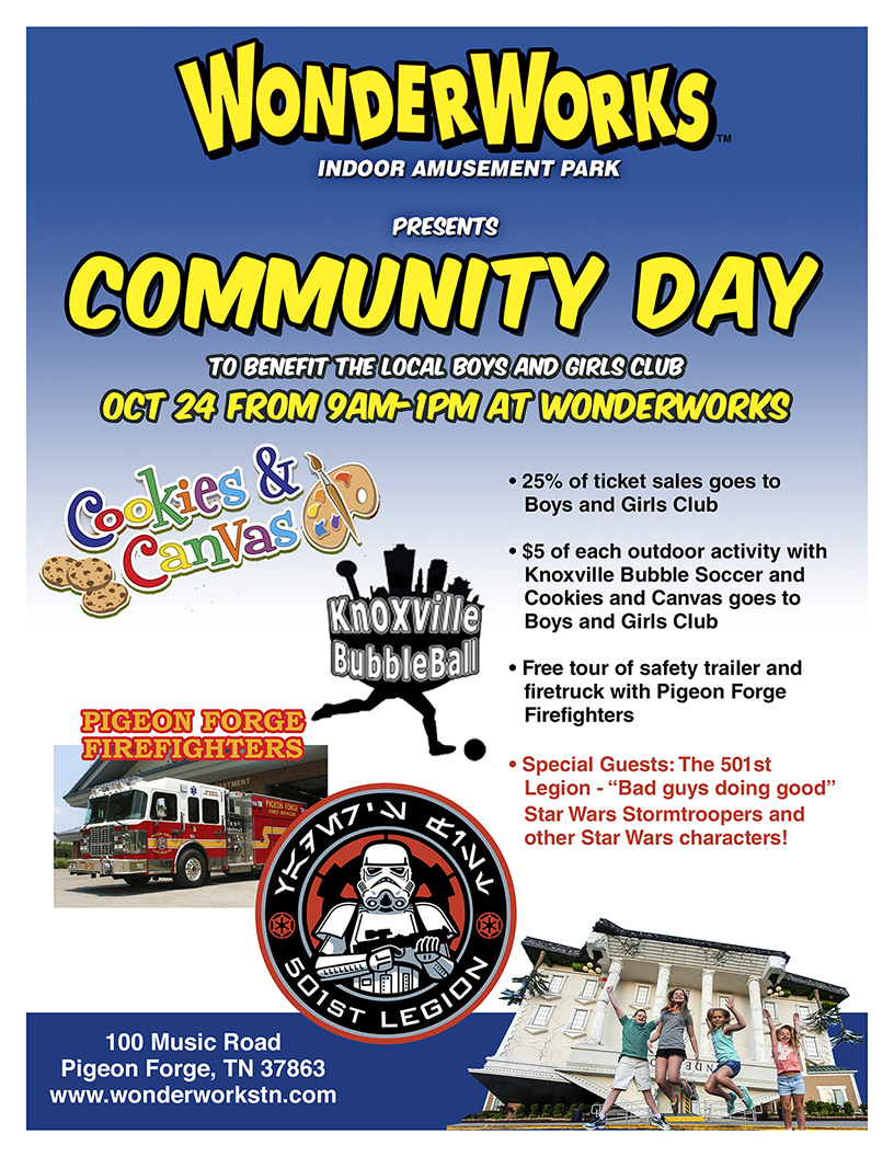 WonderWorks Community Day October 24 2015 Hometown Sevier