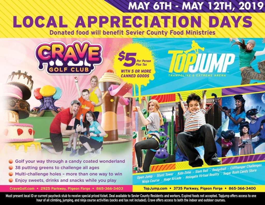 Top Jump and Crave Announce Local Appreciation Days Specials May 6th